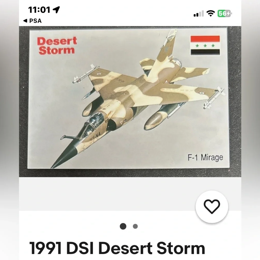 Desert Storm Camouflage Fighter Jet Card. (1991)